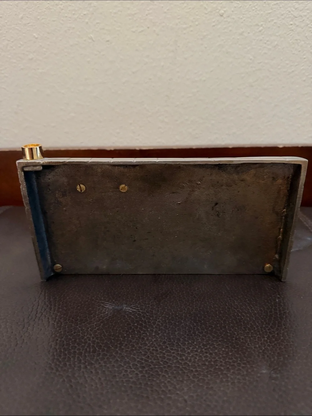 Vintage Wailing Wall Brass Hanukkah Menorah Features Block-Style Detailing